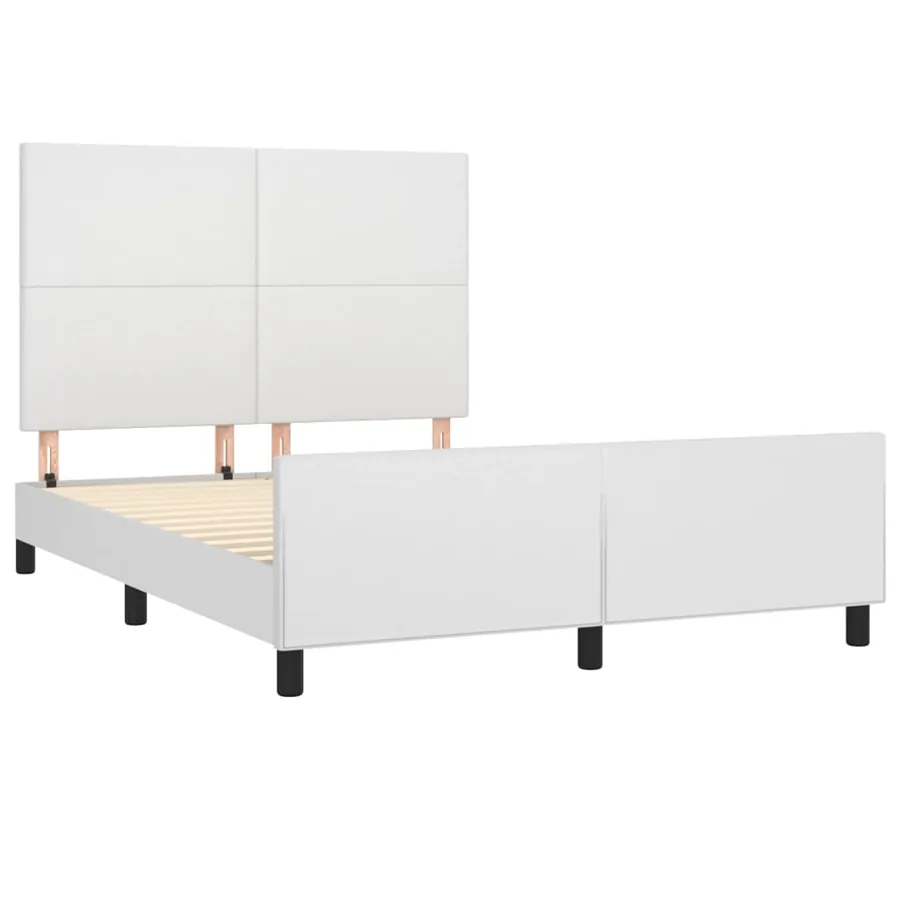 Cadre de lit sans matelas blanc 140x190 cm similicuir - 4