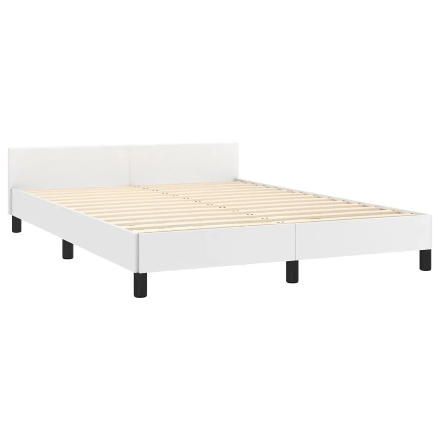 Cadre de lit sans matelas blanc 140x190 cm similicuir - 5