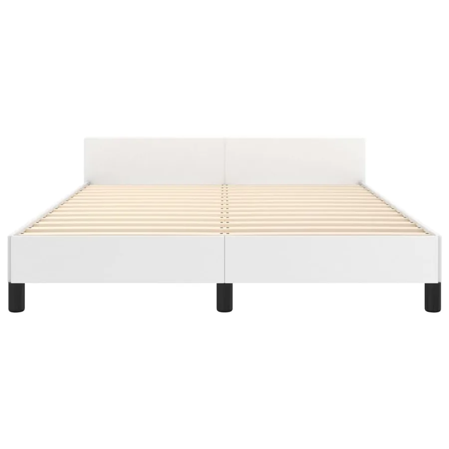 Cadre de lit sans matelas blanc 140x190 cm similicuir - 6