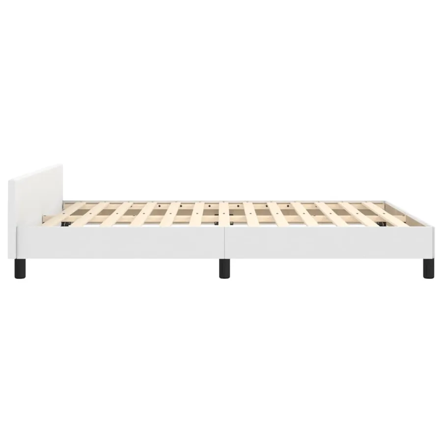Cadre de lit sans matelas blanc 140x190 cm similicuir - 7