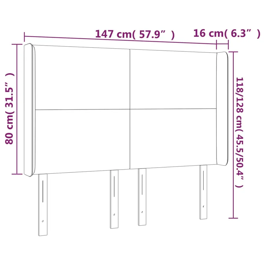 Tête de lit à LED Blanc 147x16x118/128 cm Similicuir - 6