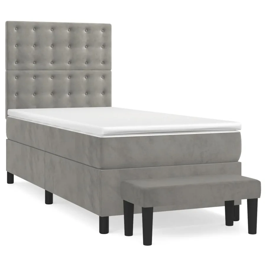 Sommier à lattes de lit et matelas Gris clair 80x200 cm Velours - 2