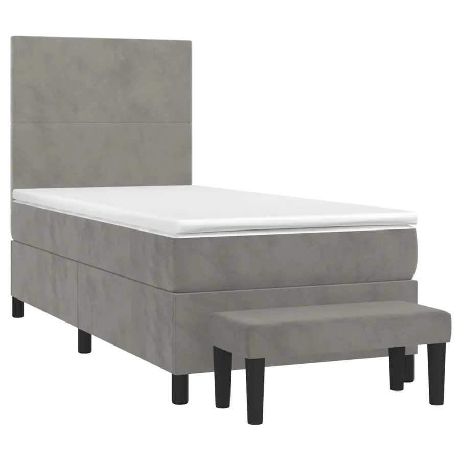 Sommier à lattes de lit et matelas Gris clair 80x200 cm Velours - 3
