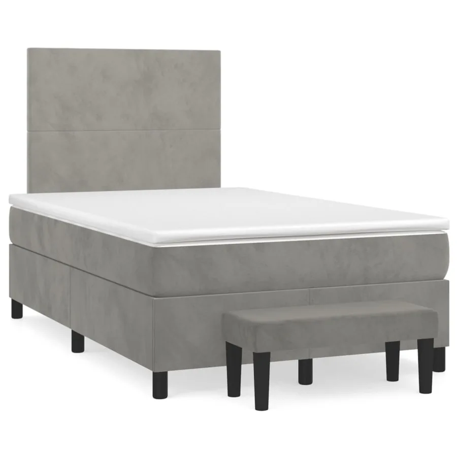 Sommier à lattes de lit et matelas Gris clair 120x200cm Velours - 2