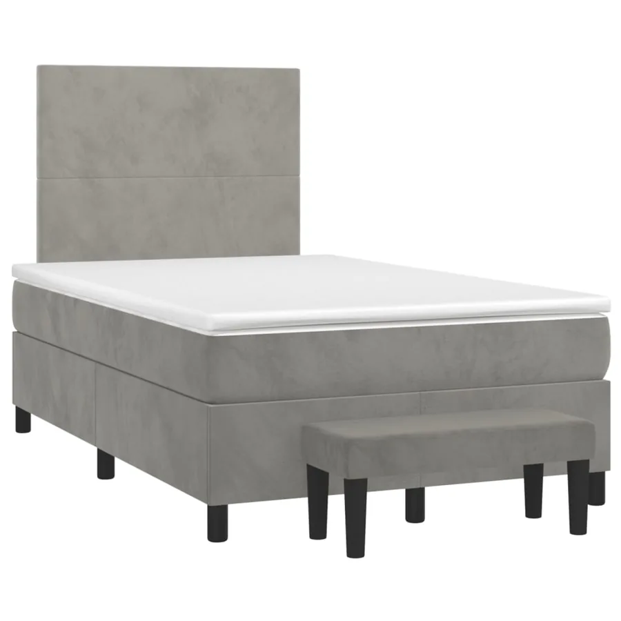 Sommier à lattes de lit et matelas Gris clair 120x200cm Velours - 3