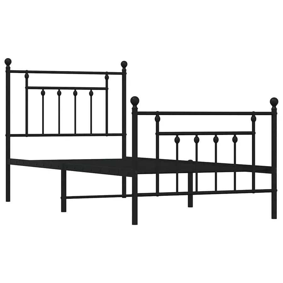 Cadre de lit métal sans matelas avec pied de lit noir 90x190 cm - 3