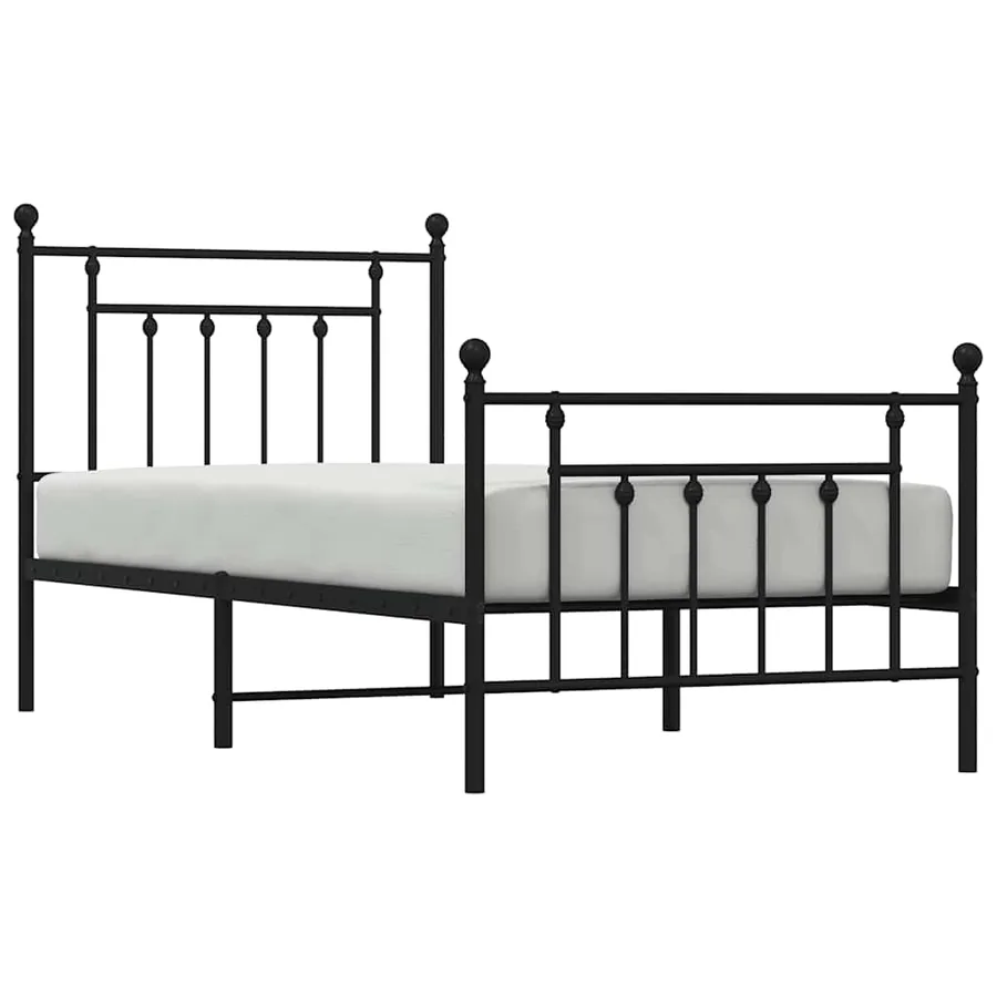 Cadre de lit métal sans matelas avec pied de lit noir 90x190 cm - 5