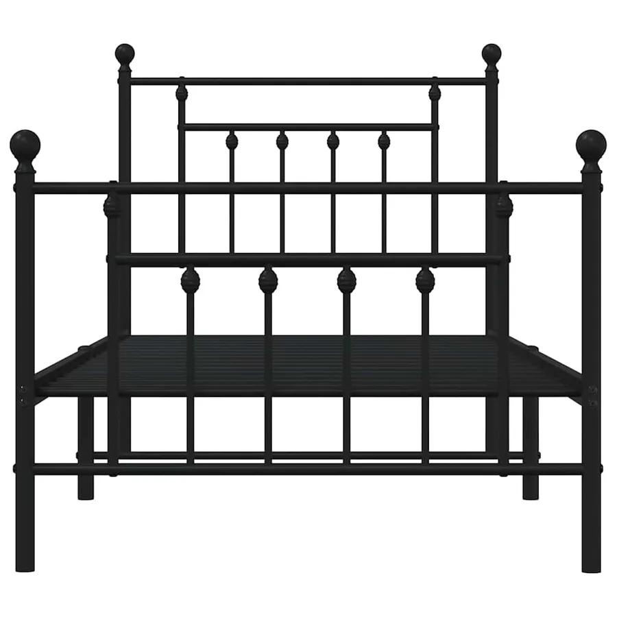 Cadre de lit métal sans matelas avec pied de lit noir 90x190 cm - 6