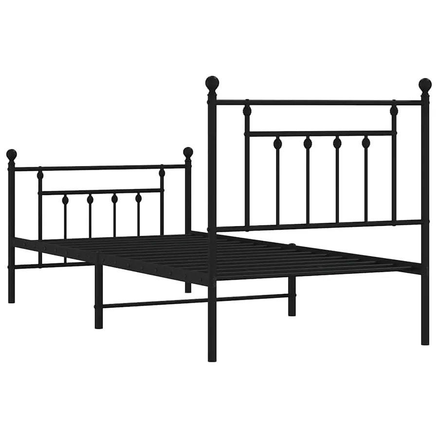 Cadre de lit métal sans matelas avec pied de lit noir 90x190 cm - 8