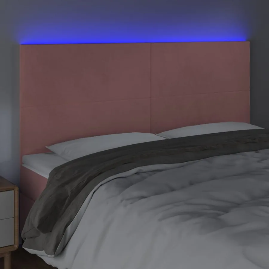 Tête de lit à LED Rose 160x5x118/128 cm Velours - 3