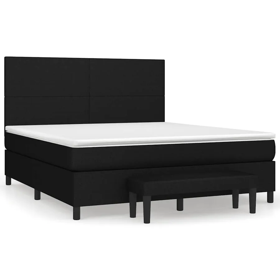 Sommier à lattes de lit avec matelas Noir 160x200 cm Tissu - 2