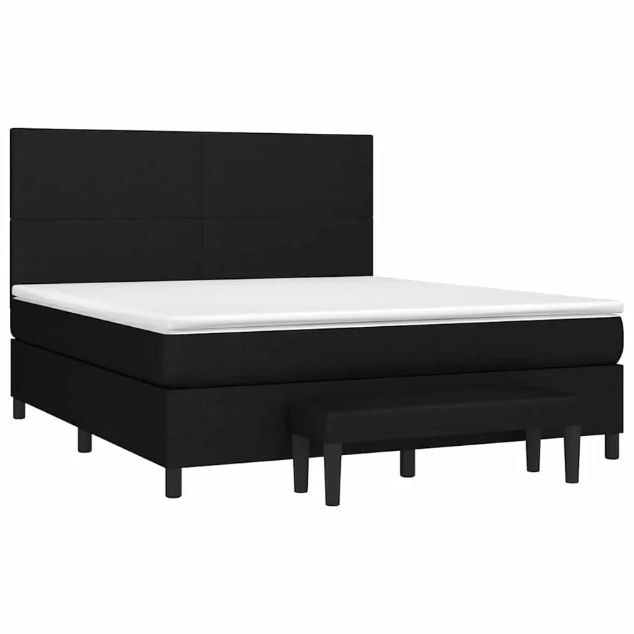 Sommier à lattes de lit avec matelas Noir 160x200 cm Tissu - 3