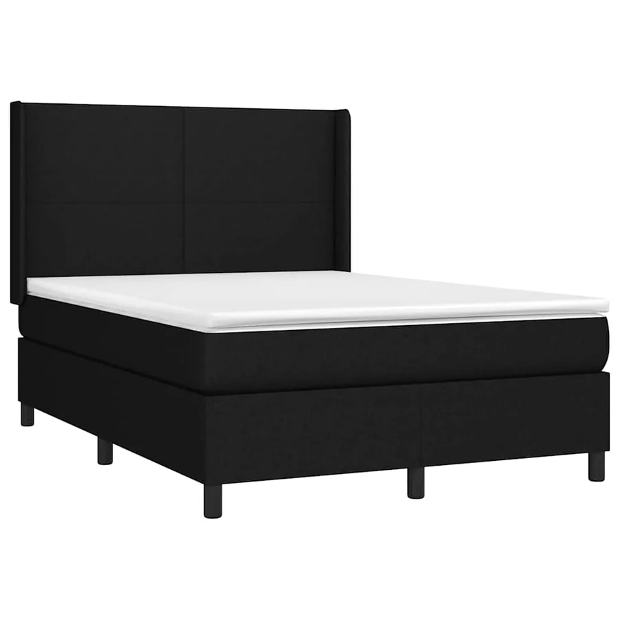 Sommier à lattes de lit avec matelas Noir 140x200 cm Tissu - 3