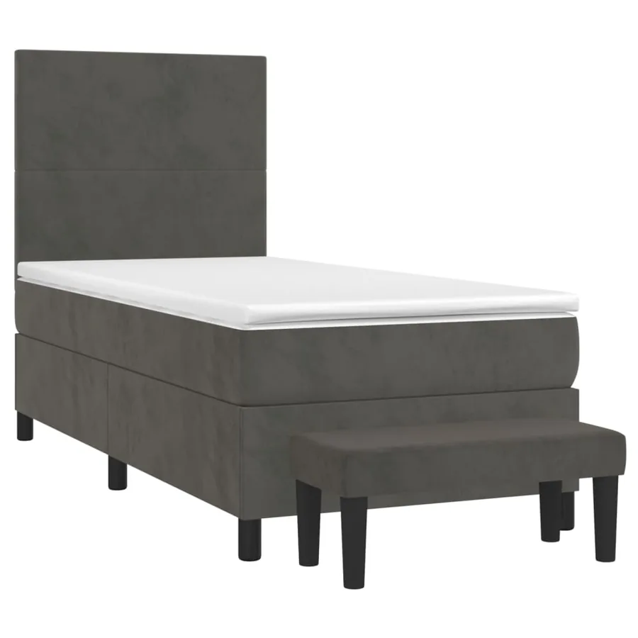 Sommier à lattes de lit et matelas Gris foncé 90x190 cm Velours - 3