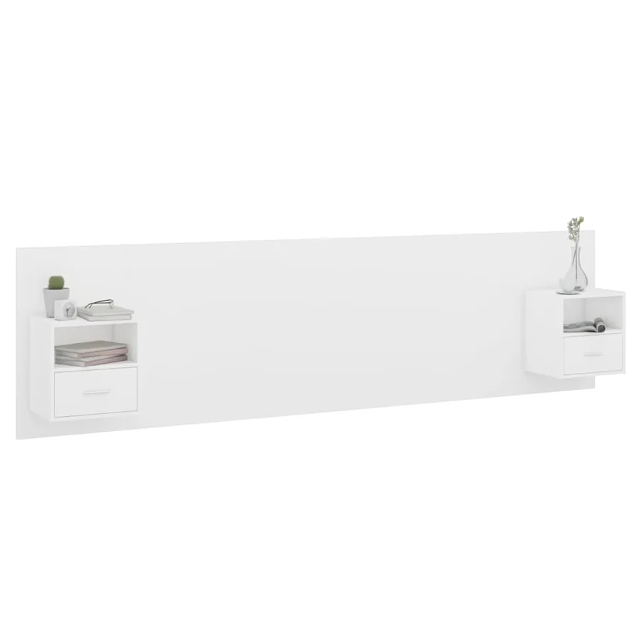 Tête de lit avec armoires Blanc Bois d'ingénierie - 3