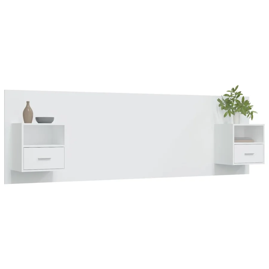 Tête de lit avec armoires Blanc Bois d'ingénierie - 3