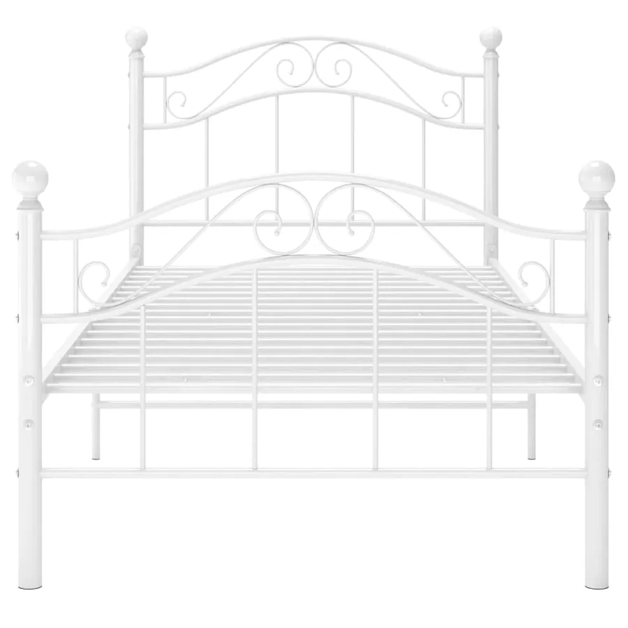 Cadre de lit sans matelas blanc métal 100x200 cm - 3