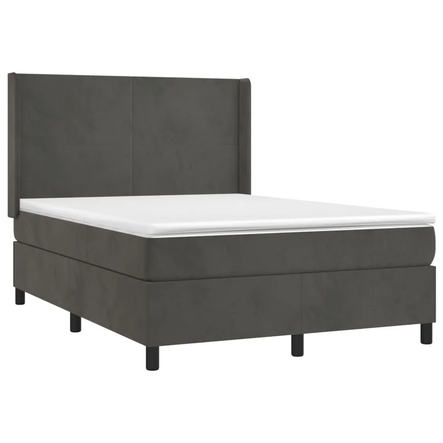 Sommier à lattes de lit matelas et LED Gris foncé 140x200 cm - 4