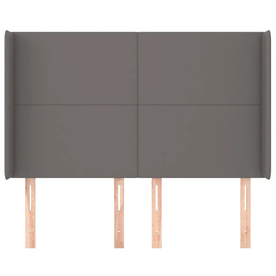 Tête de lit avec oreilles Gris 147x16x118/128 cm Similicuir - 3