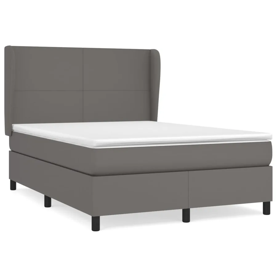 Sommier à lattes de lit avec matelas Gris 140x190 cm Similicuir - 2