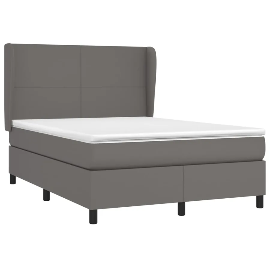 Sommier à lattes de lit avec matelas Gris 140x190 cm Similicuir - 3