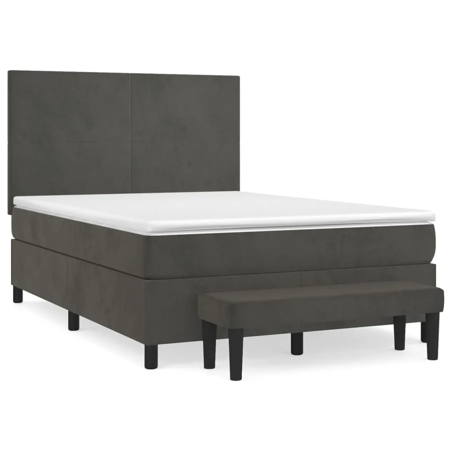 Sommier à lattes de lit et matelas Gris foncé 140x200cm Velours - 2