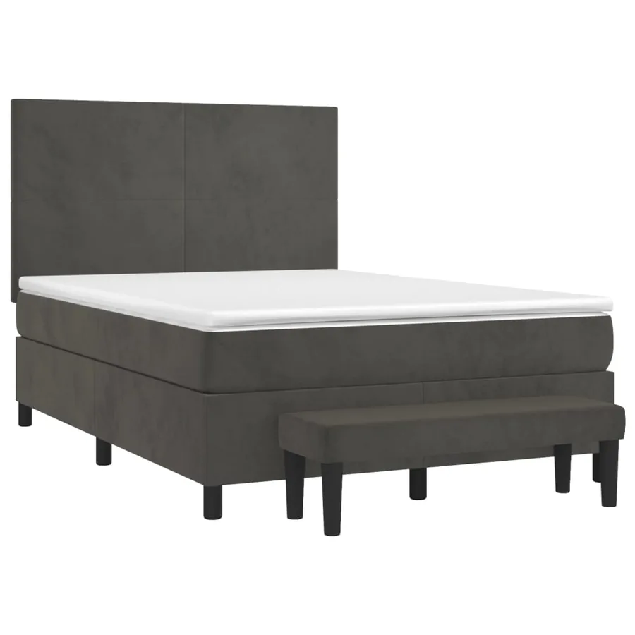 Sommier à lattes de lit et matelas Gris foncé 140x200cm Velours - 3
