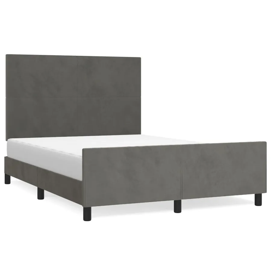 Cadre de lit sans matelas gris foncé 140x190 cm velours - 2