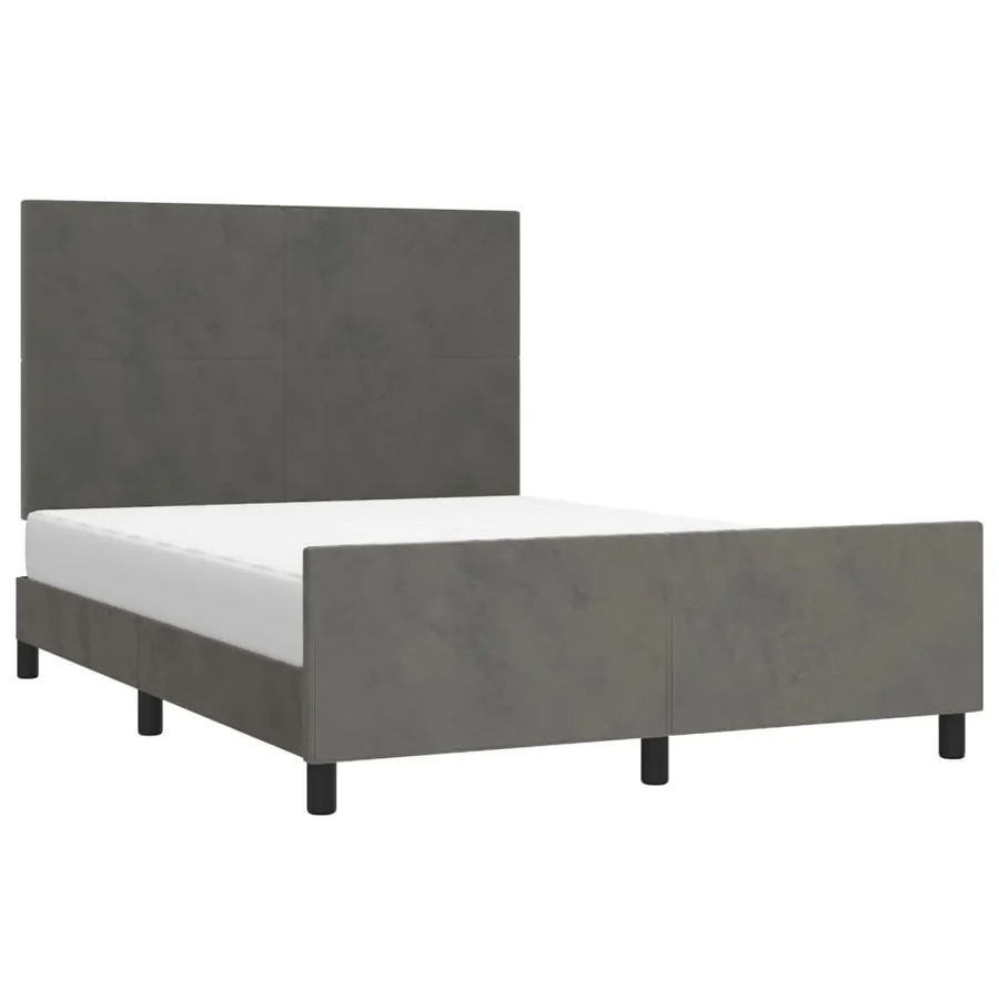 Cadre de lit sans matelas gris foncé 140x190 cm velours - 3