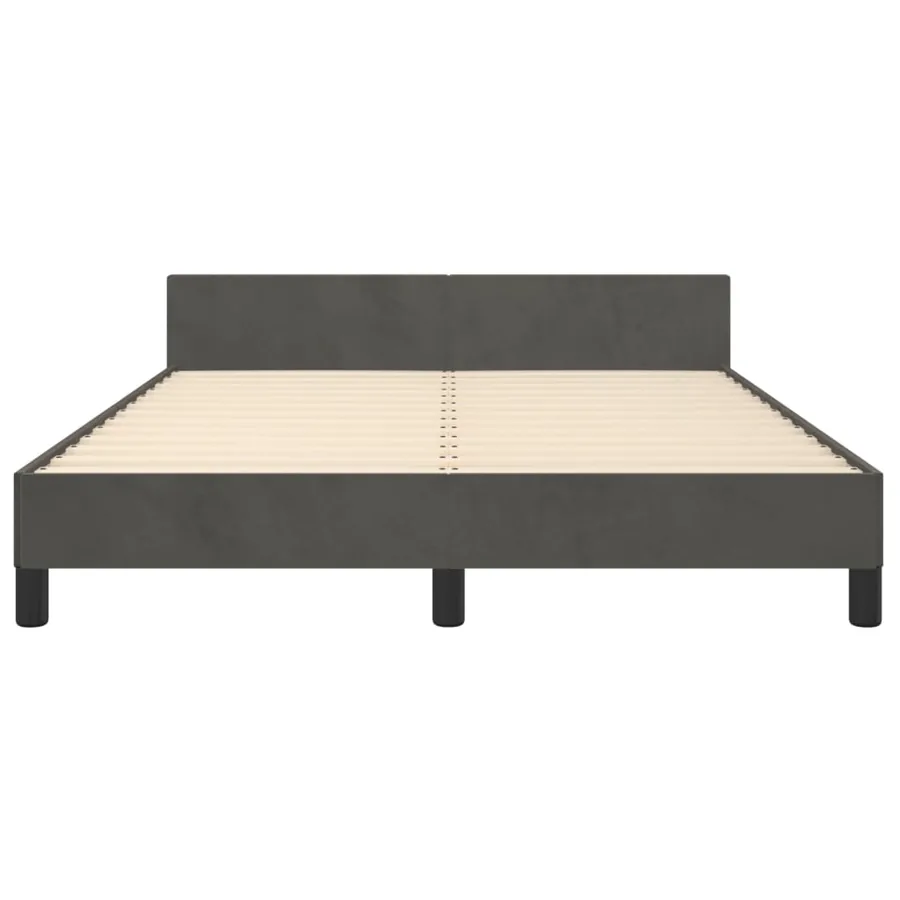 Cadre de lit sans matelas gris foncé 140x190 cm velours - 6
