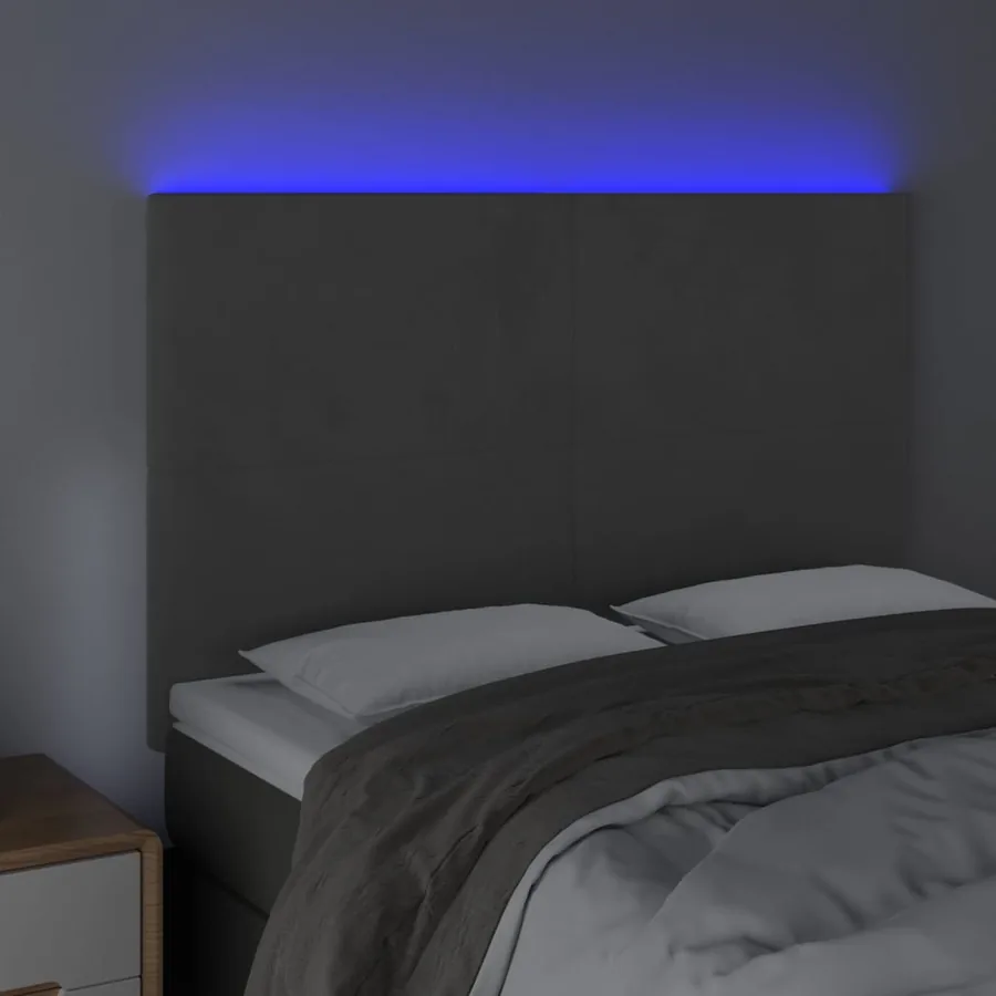 Tête de lit à LED Gris foncé 144x5x118/128 cm Velours - 3