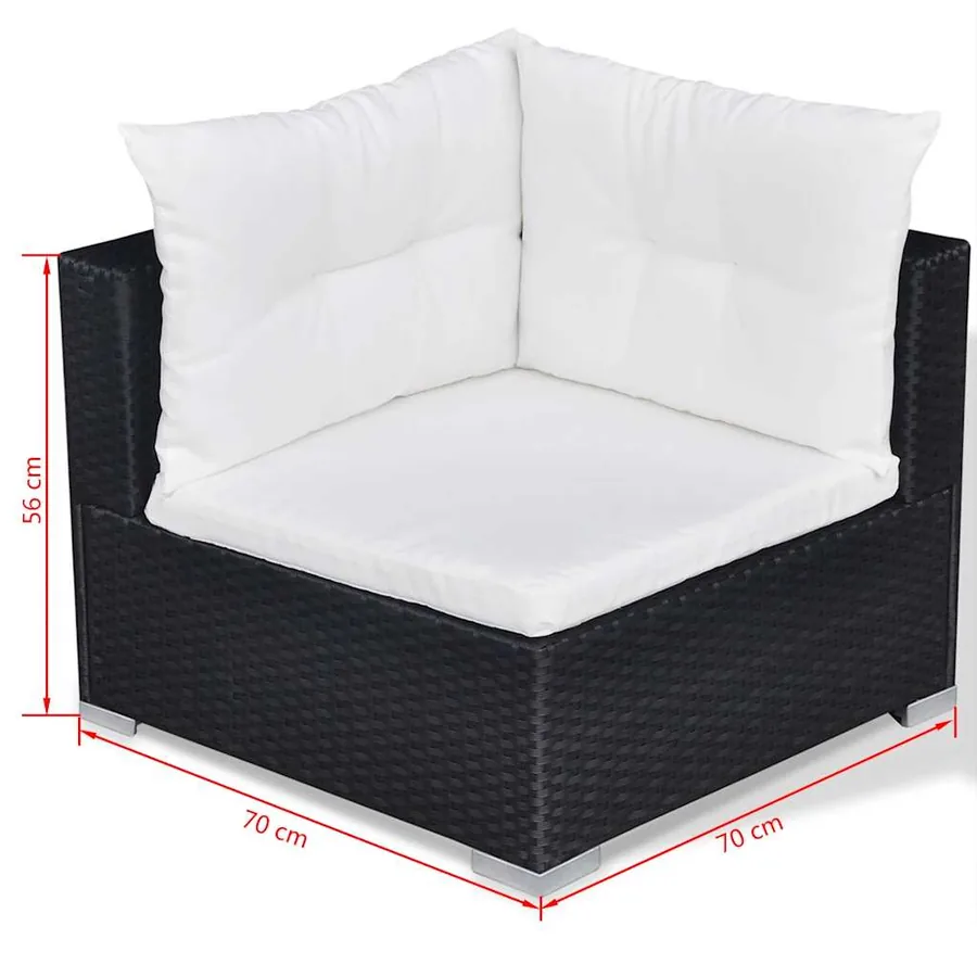 Salon de jardin 10 pcs avec coussins Résine tressée Noir - 11