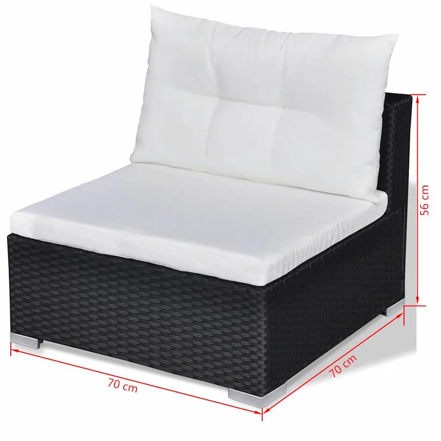 Salon de jardin 10 pcs avec coussins Résine tressée Noir - 12