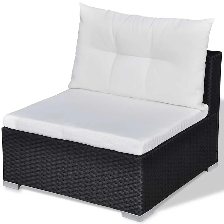 Salon de jardin 10 pcs avec coussins Résine tressée Noir - 8