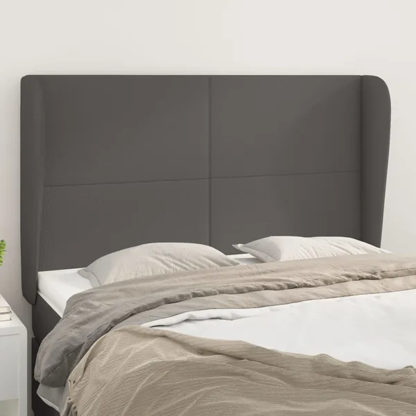 Tête de lit avec oreilles Gris 147x23x118/128 cm Similicuir