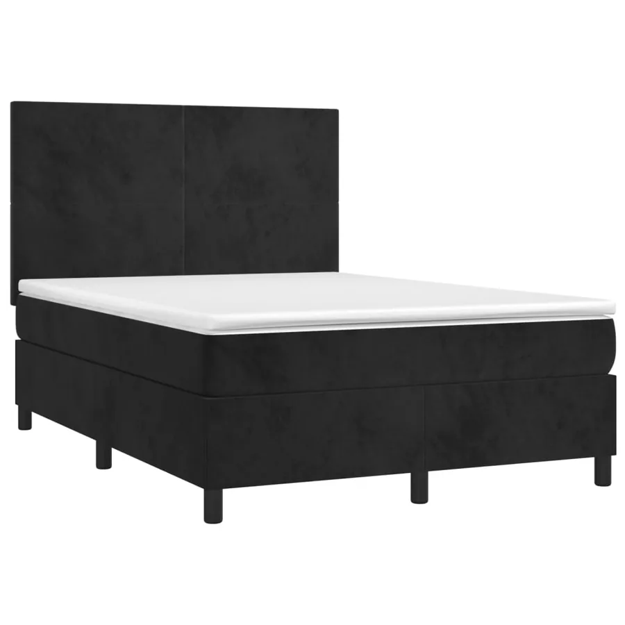 Sommier à lattes de lit avec matelas Noir 140x200 cm Velours - 3