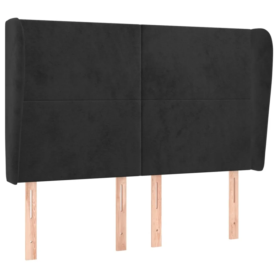 Tête de lit avec oreilles Noir 147x23x118/128 cm Velours - 2
