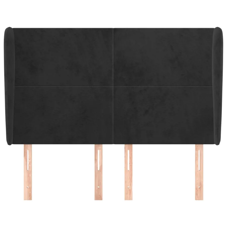 Tête de lit avec oreilles Noir 147x23x118/128 cm Velours - 3