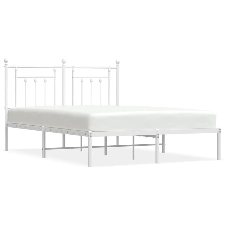 Cadre de lit métal sans matelas et tête de lit blanc 140x200 cm - 2