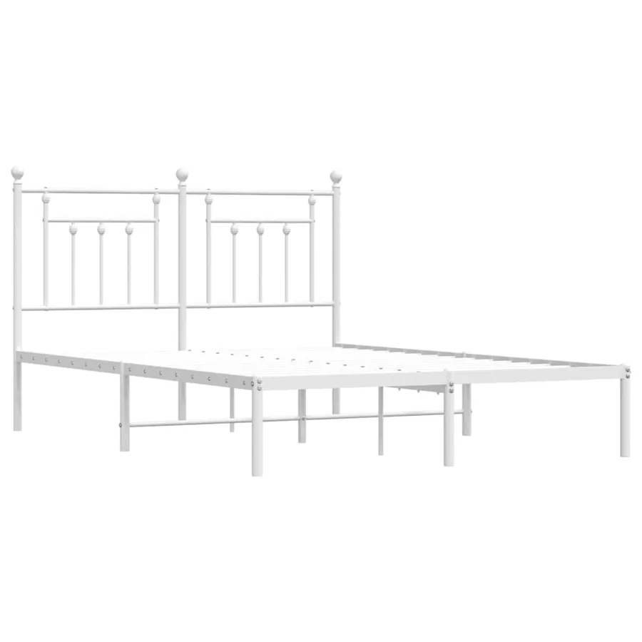 Cadre de lit métal sans matelas et tête de lit blanc 140x200 cm - 3