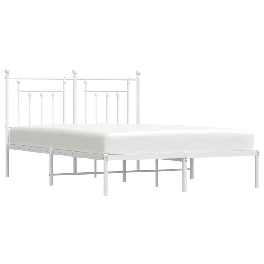 Cadre de lit métal sans matelas et tête de lit blanc 140x200 cm - 5