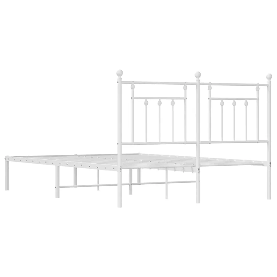 Cadre de lit métal sans matelas et tête de lit blanc 140x200 cm - 8