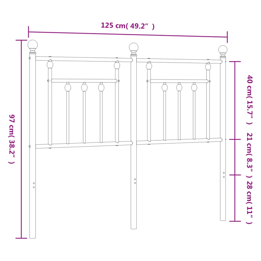 Tête de lit de remplacement métal blanc 120 cm - 7