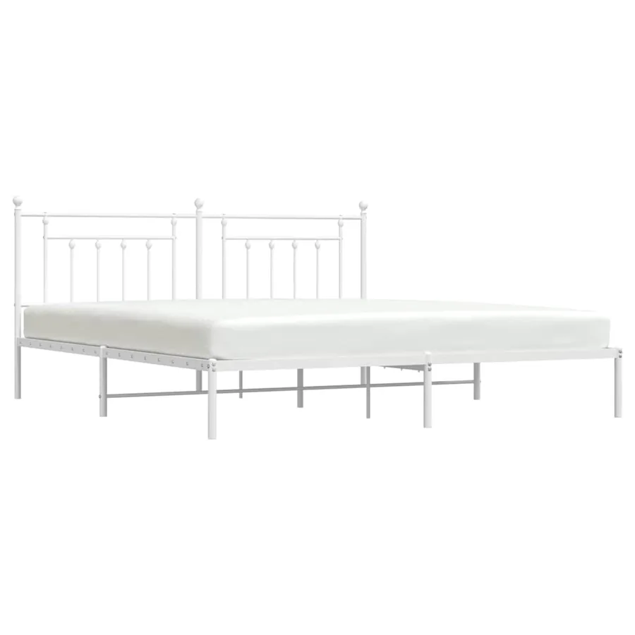 Cadre de lit métal sans matelas et tête de lit blanc 200x200 cm - 5