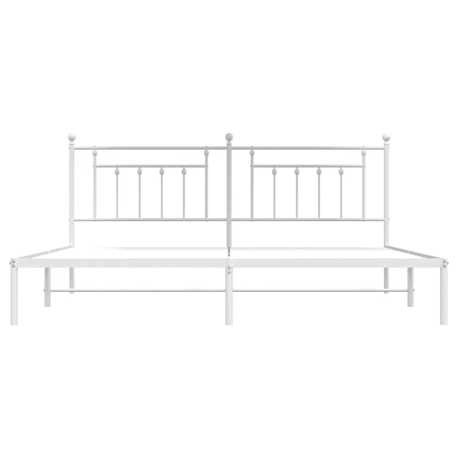 Cadre de lit métal sans matelas et tête de lit blanc 200x200 cm - 6