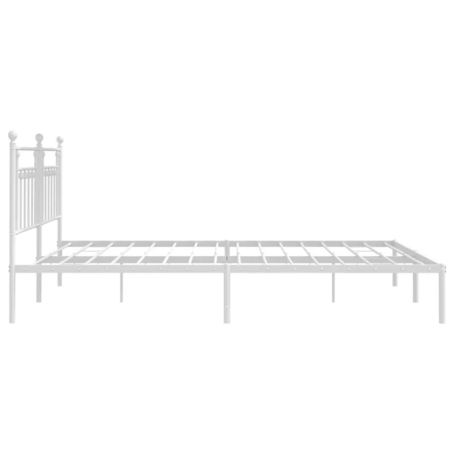 Cadre de lit métal sans matelas et tête de lit blanc 200x200 cm - 7