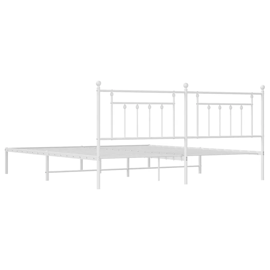 Cadre de lit métal sans matelas et tête de lit blanc 200x200 cm - 8