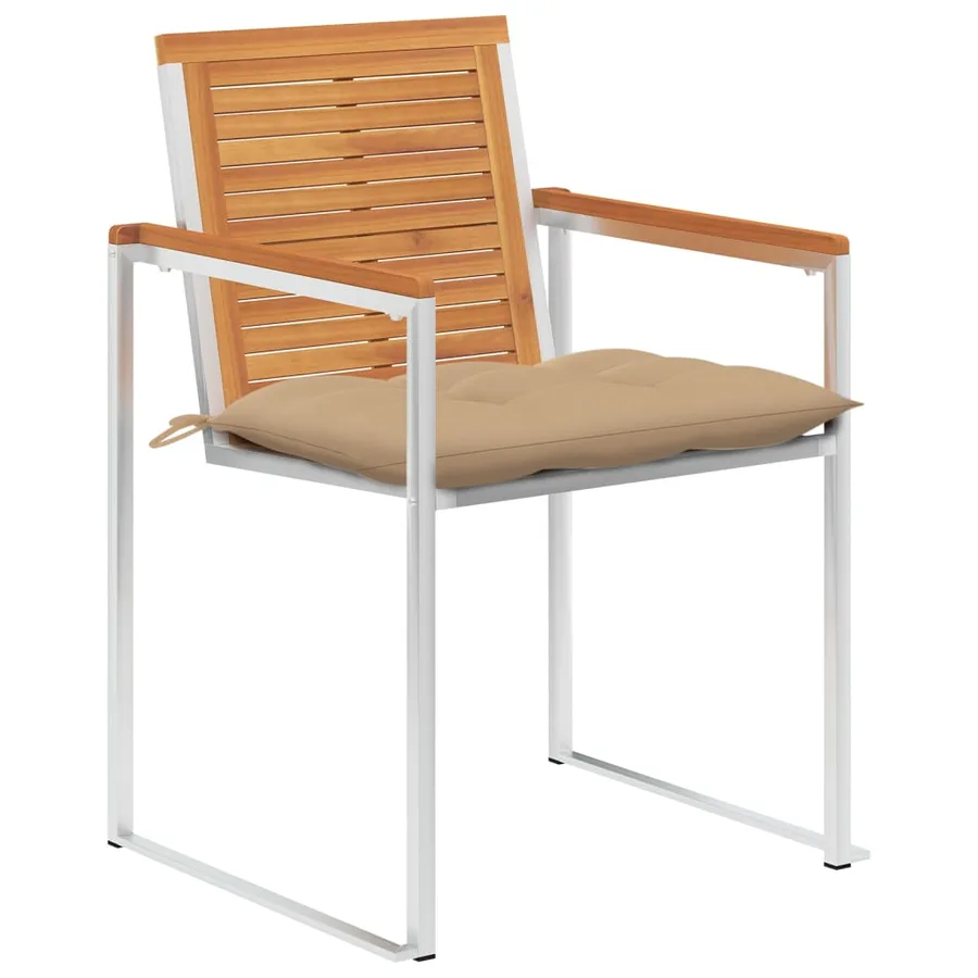 Chaises de jardin lot de 6 avec coussins Bois d'acacia solide - 2