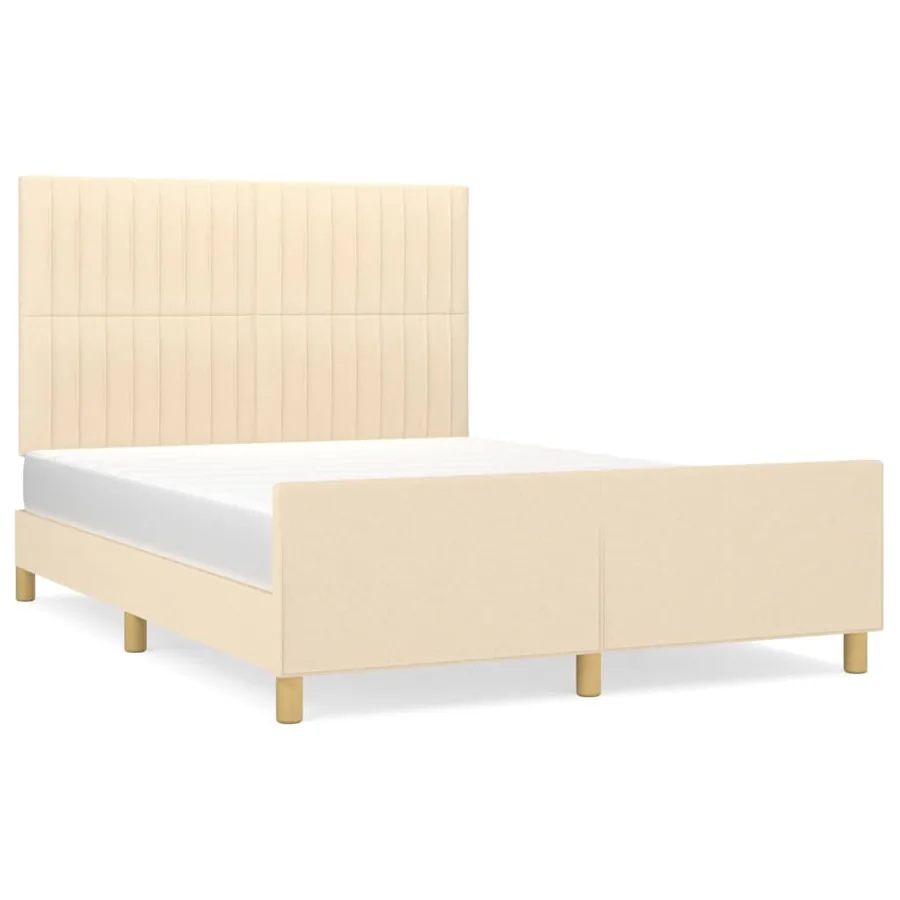 Cadre de lit sans matelas crème 140x200 cm tissu - 2