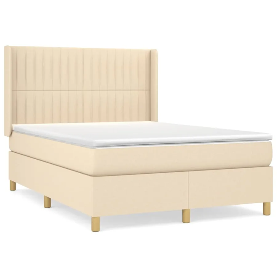 Sommier à lattes de lit avec matelas Crème 140x200 cm Tissu - 2